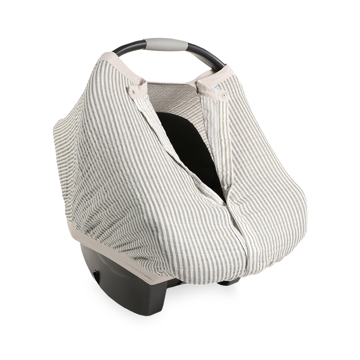 Cotton Muslin Car Seat Canopy - Grey Stripe - HoneyBug