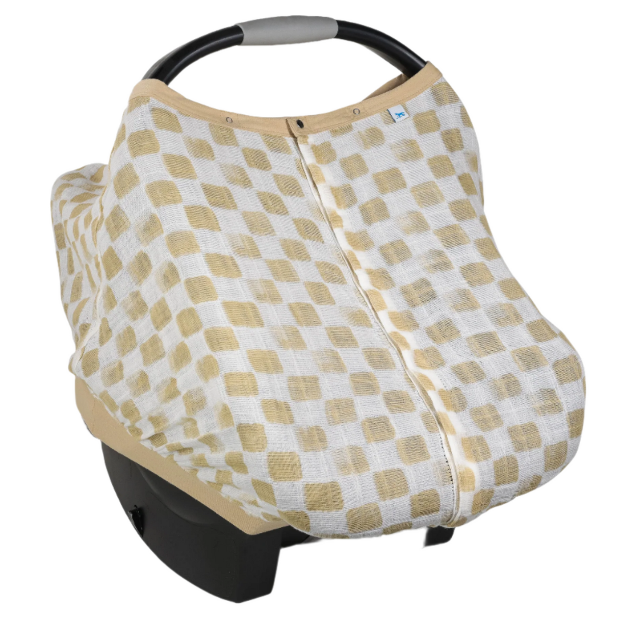 Cotton Muslin Car Seat Canopy - Adobe Checker - HoneyBug