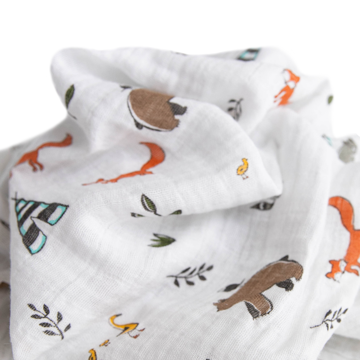Cotton Muslin Swaddle Blanket 3 Pack - Forest Friends 2 - HoneyBug