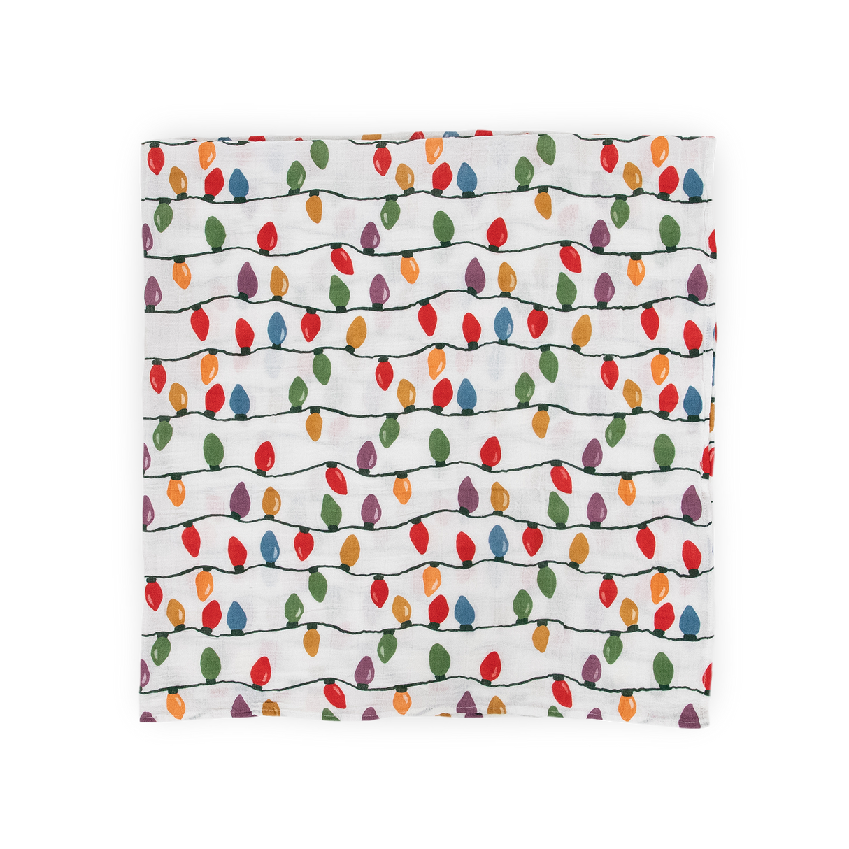 Cotton Muslin Swaddle Blanket - Christmas Bulbs - HoneyBug