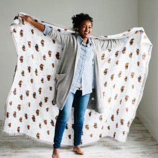 Cotton Muslin Quilted Throw - Bison - HoneyBug