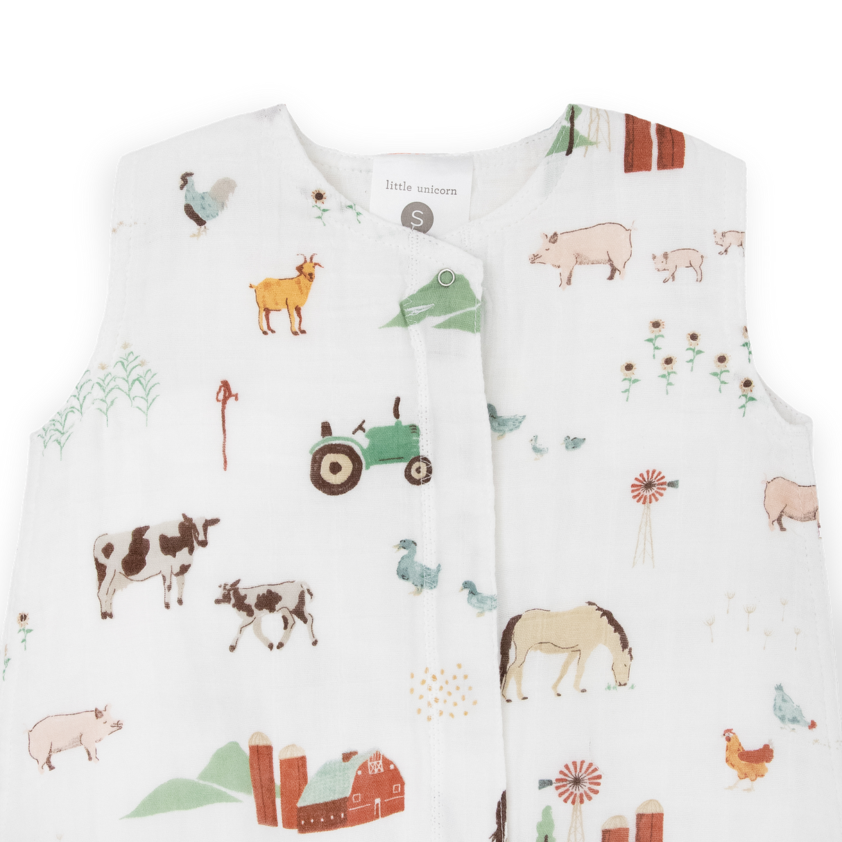Cotton Muslin Sleep Bag - Farmyard - HoneyBug