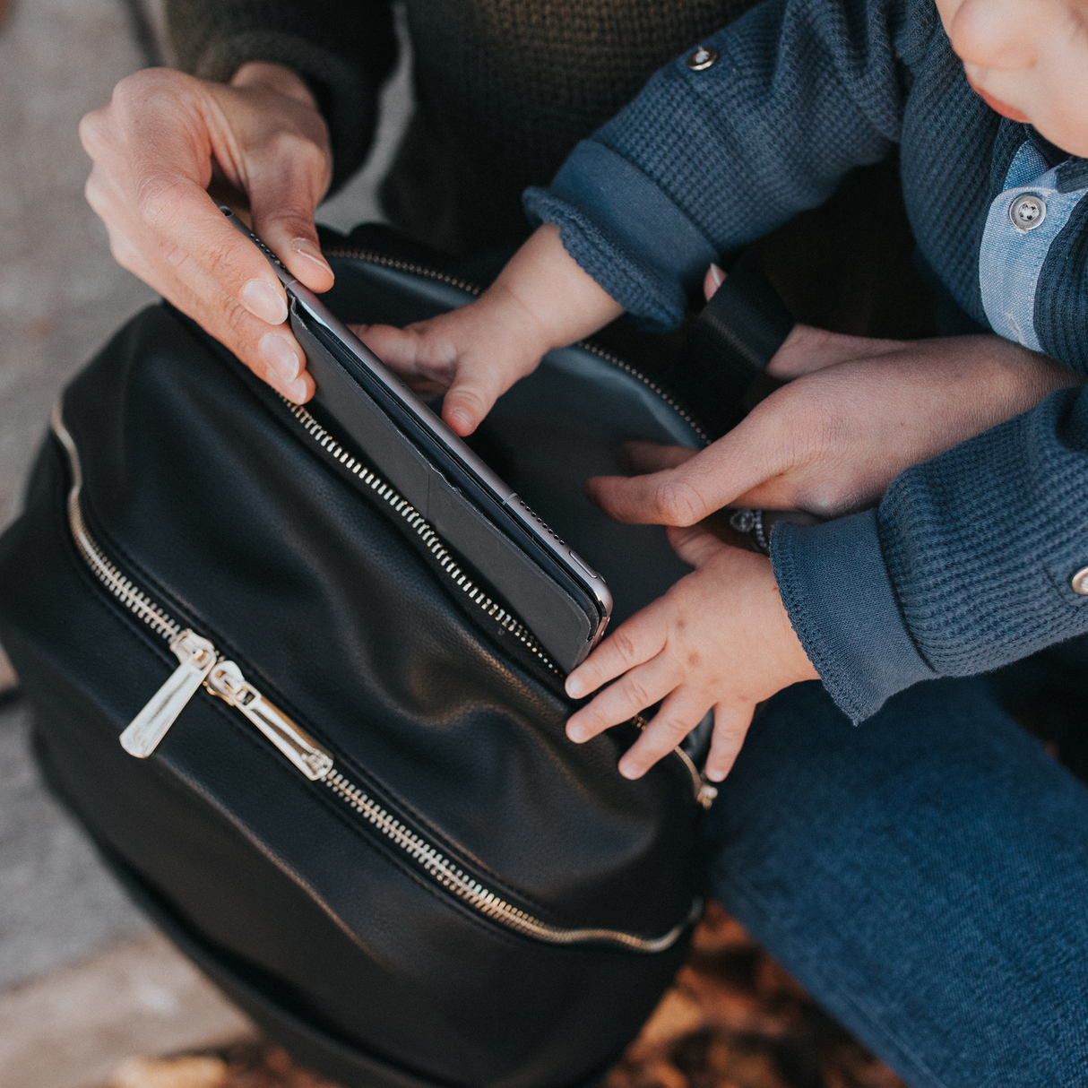 Skyline Backpack Black - Gold Hardware - HoneyBug
