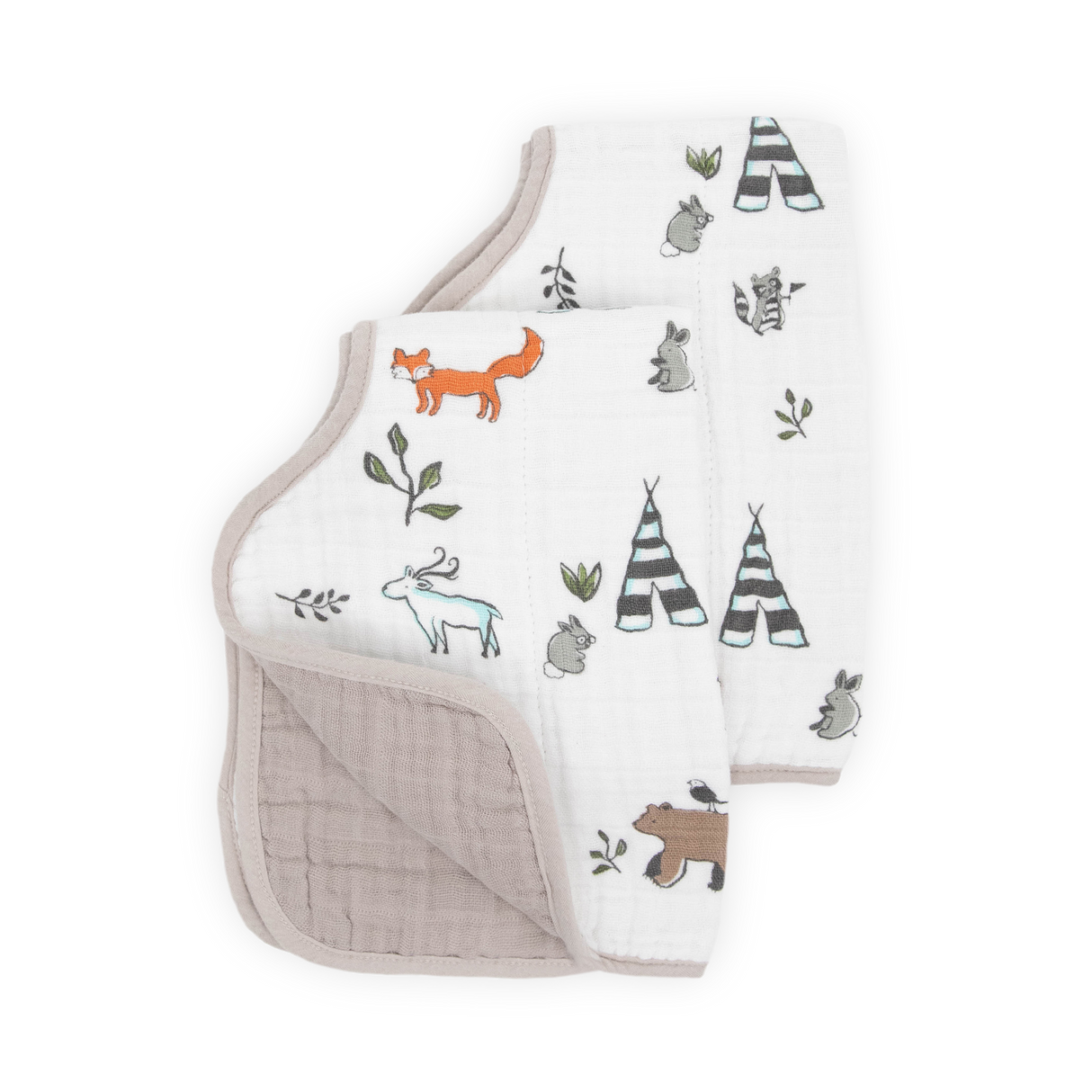 Cotton Muslin Burp Cloth 2 Pack - Forest Friends - HoneyBug