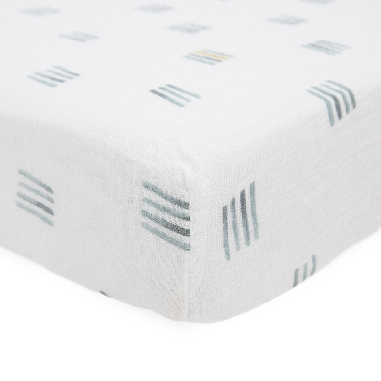 Cotton Muslin Crib Sheet - Blue Stacks - HoneyBug