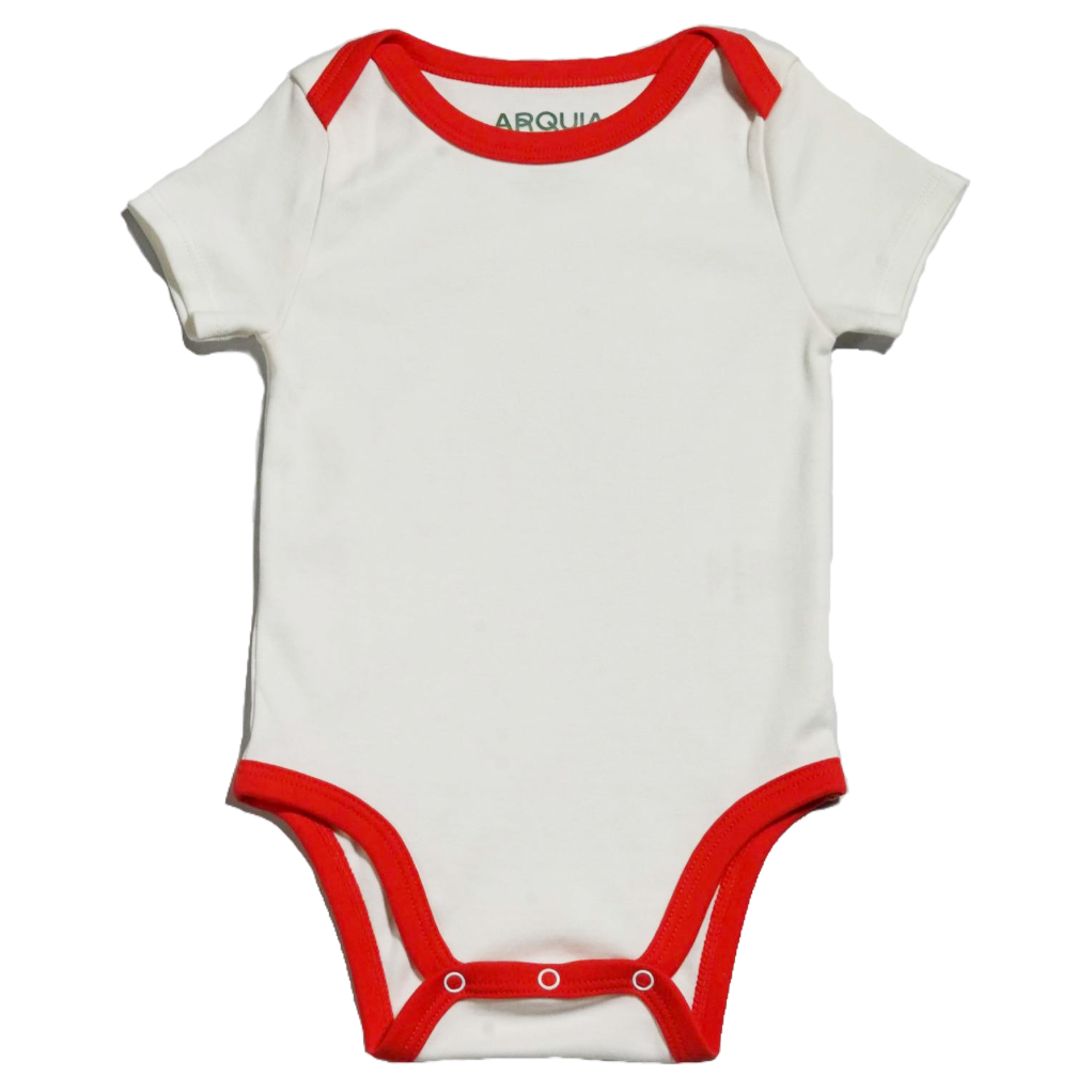 100% Peruvian Pima Cotton White with Engine Red Short Sleeve Snap Bodysuit - HoneyBug