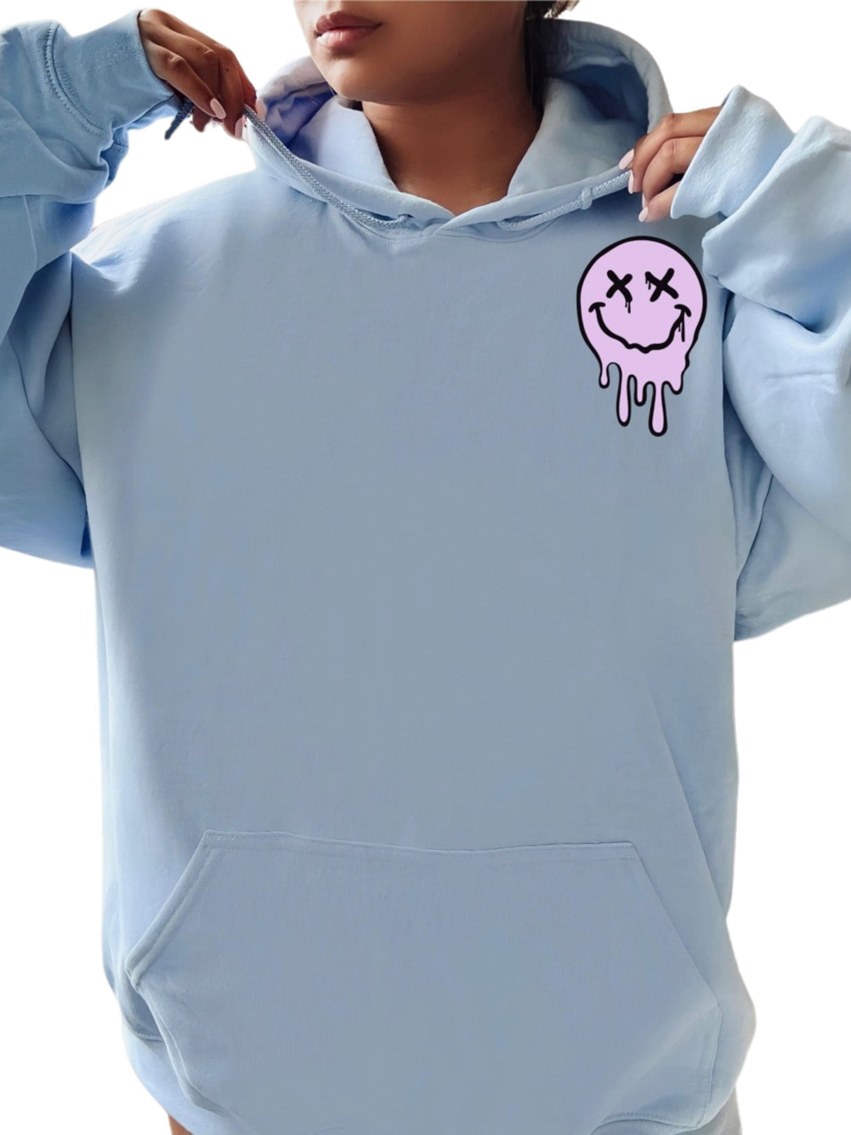 It's Fine Drippy Smiley Hoodie - Blue - HoneyBug