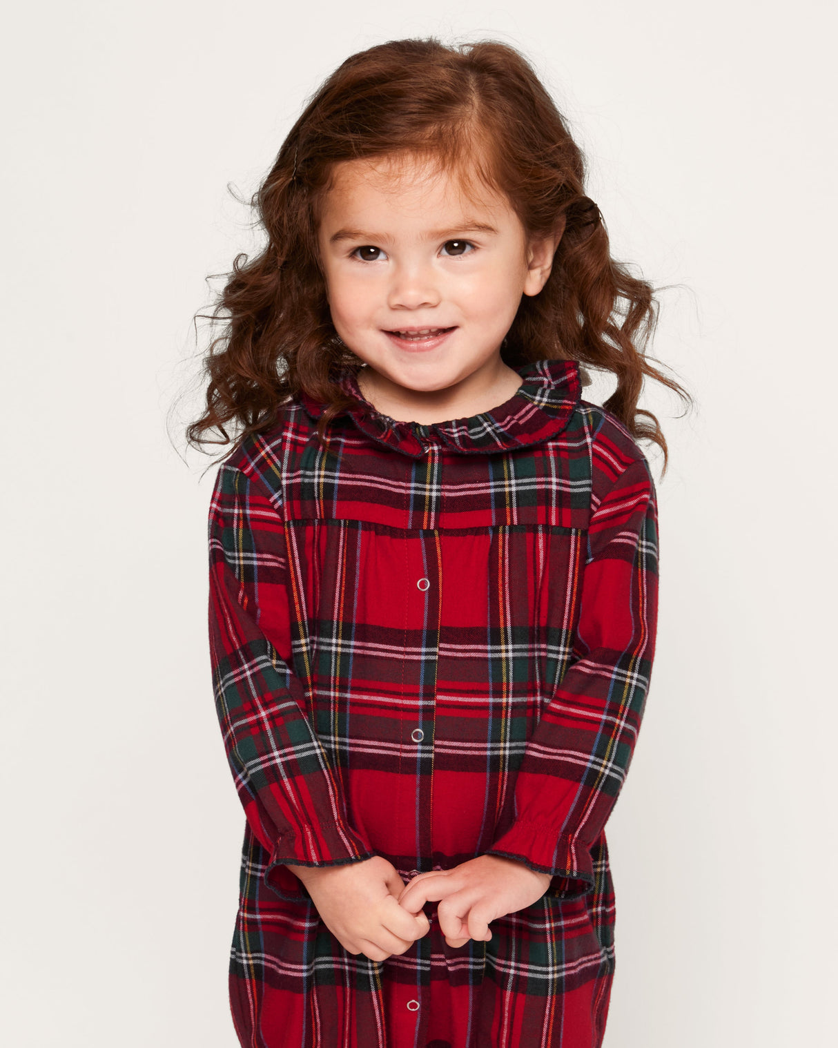 Baby's Brushed Twill Madeline Romper in Imperial Tartan - HoneyBug