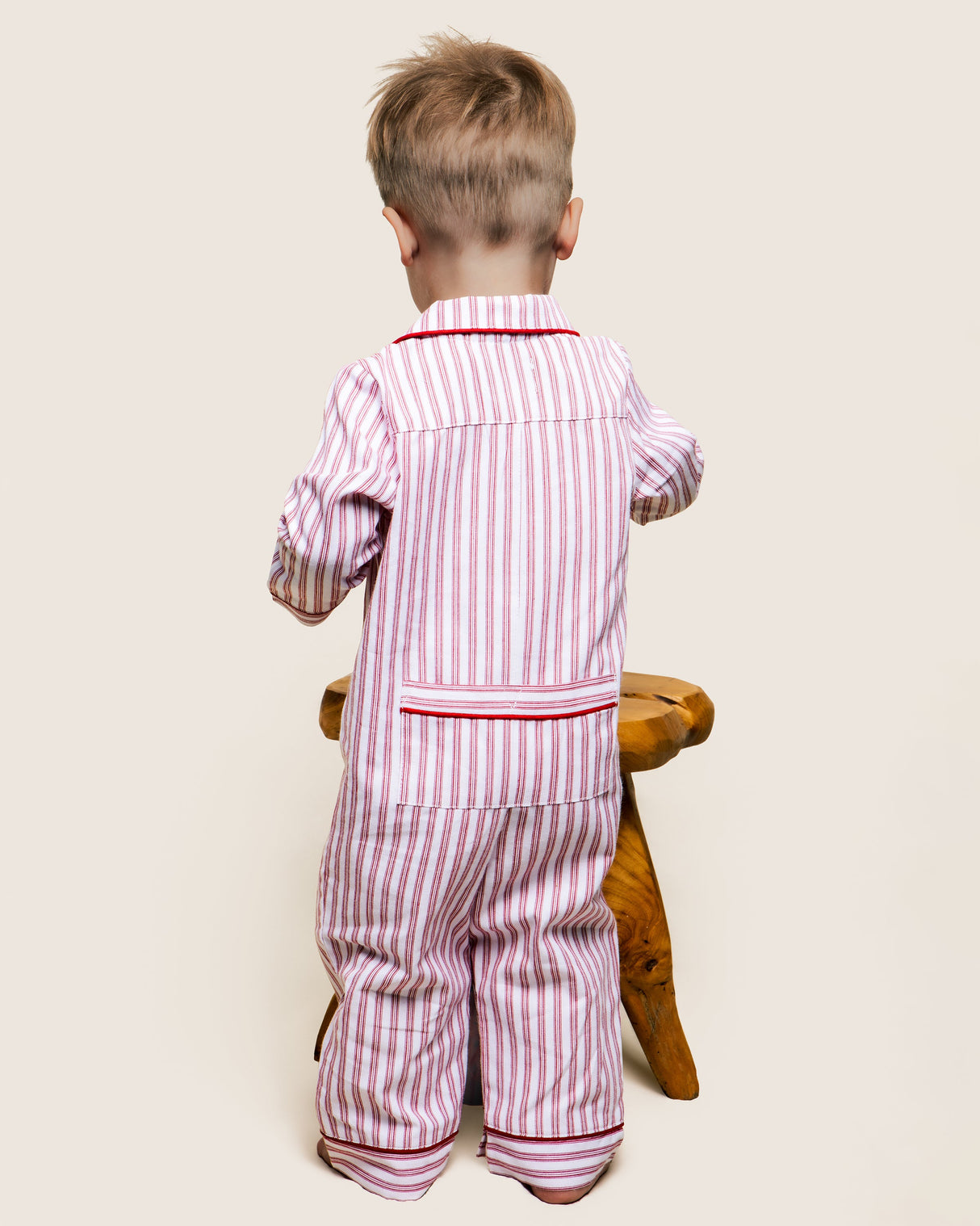 Baby's Twill Romper in Antique Red Ticking - HoneyBug