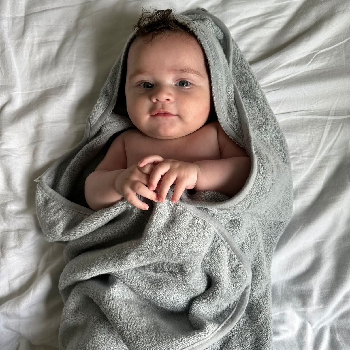 Hooded Towel & Washcloth - Misty Blue - HoneyBug