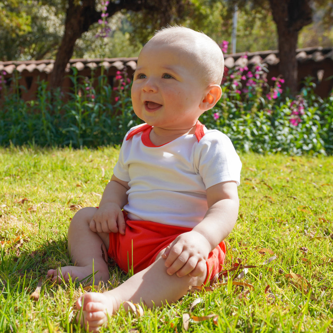 100% Peruvian Pima Cotton Shorts in Engine Red - HoneyBug