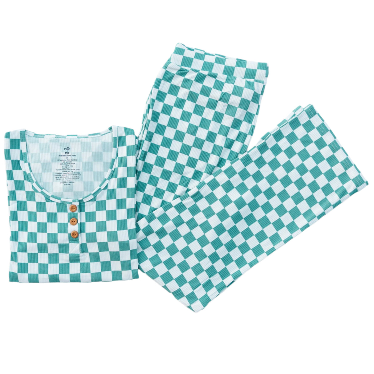 WOMEN'S PAJAMA SET- Sage Check Ribbed - HoneyBug