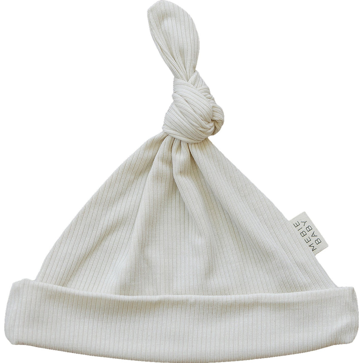 Cream Ribbed Bamboo Newborn Knot Hat - HoneyBug