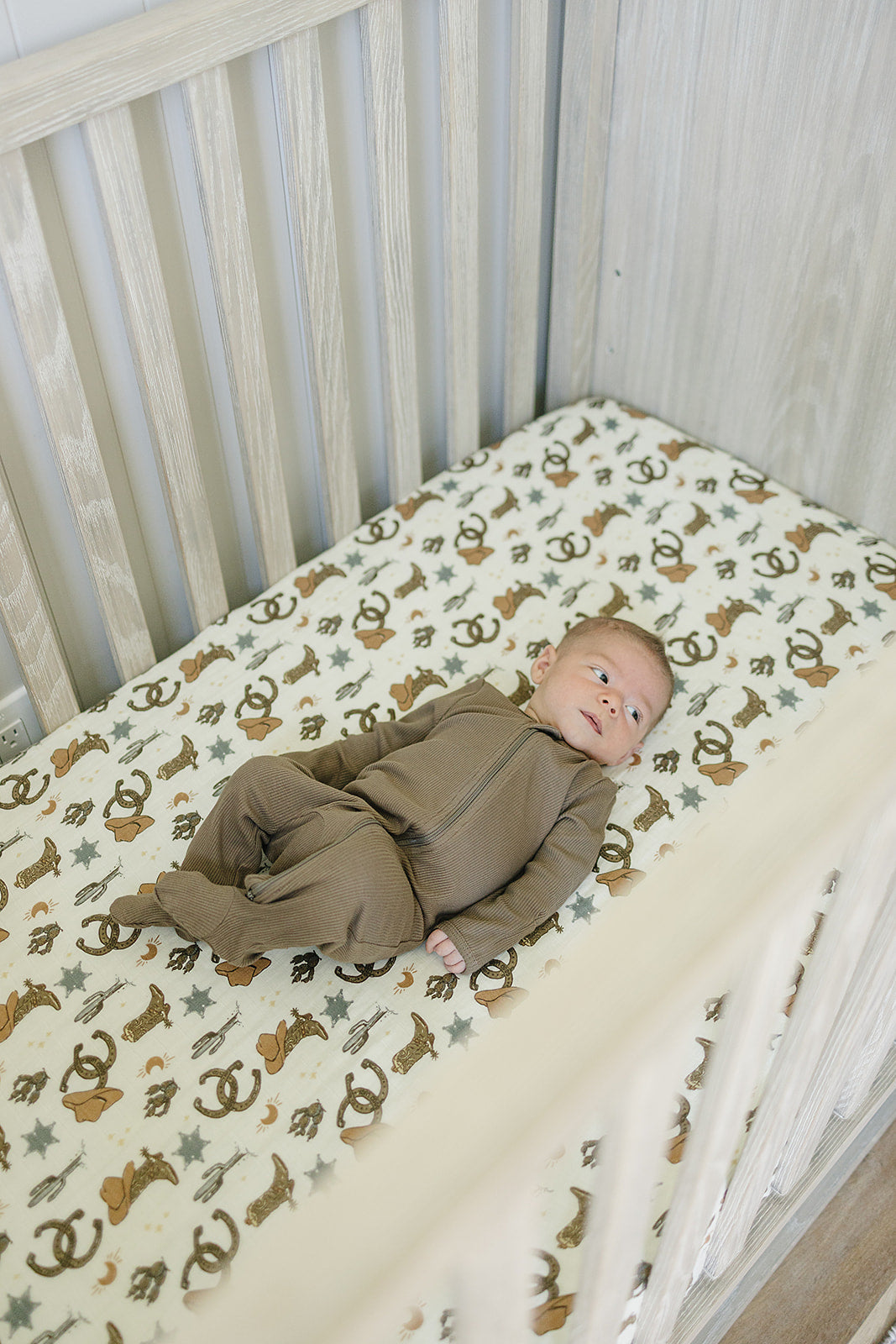 Outlaw Cowboy Muslin Crib Sheet - HoneyBug