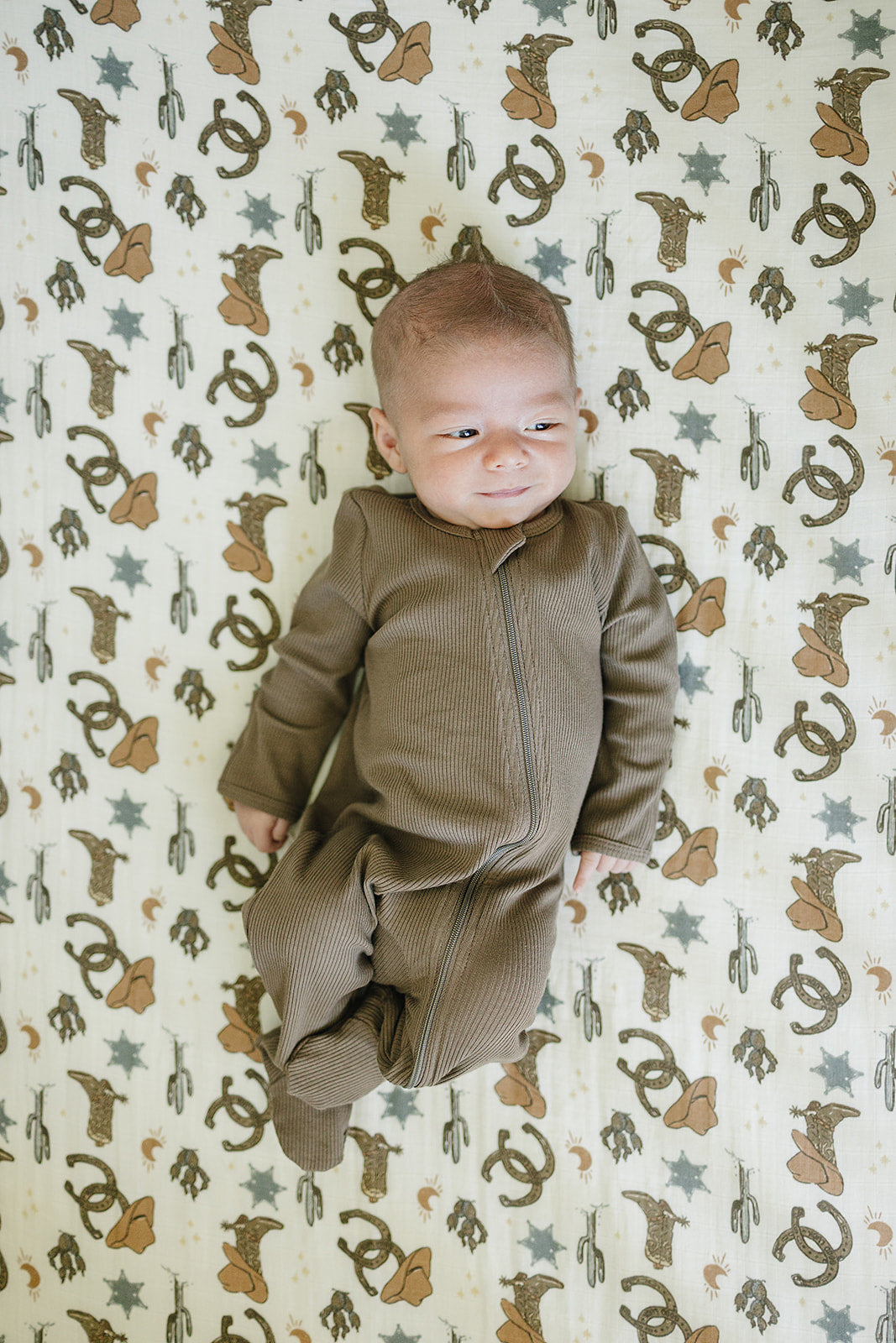 Outlaw Cowboy Muslin Crib Sheet - HoneyBug
