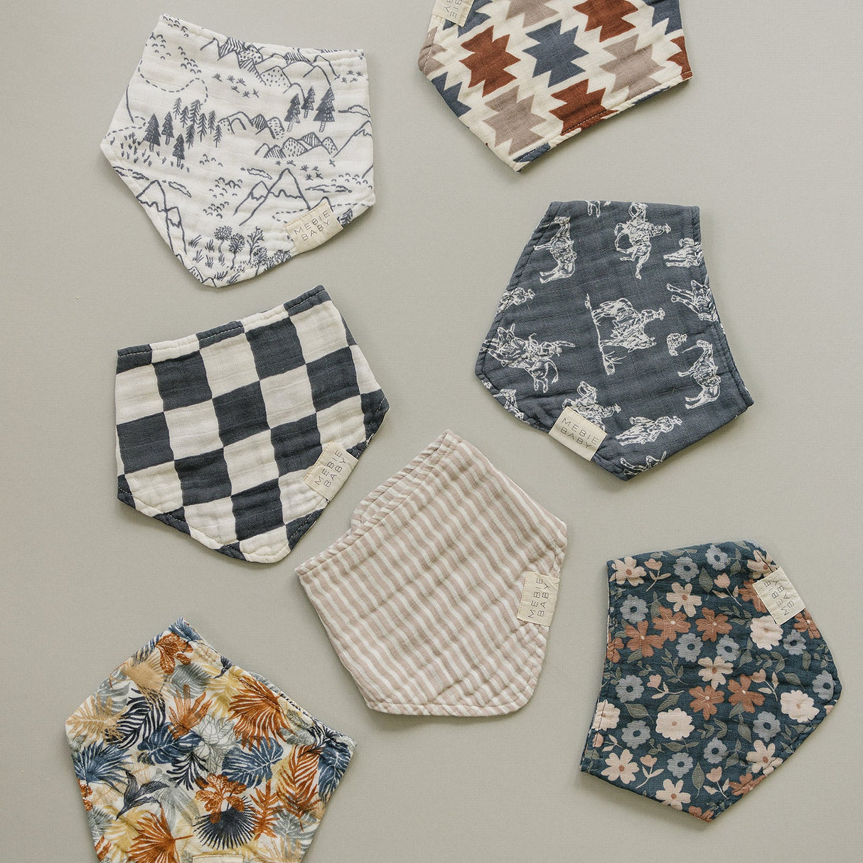 Taupe Stripe Muslin Bib - HoneyBug