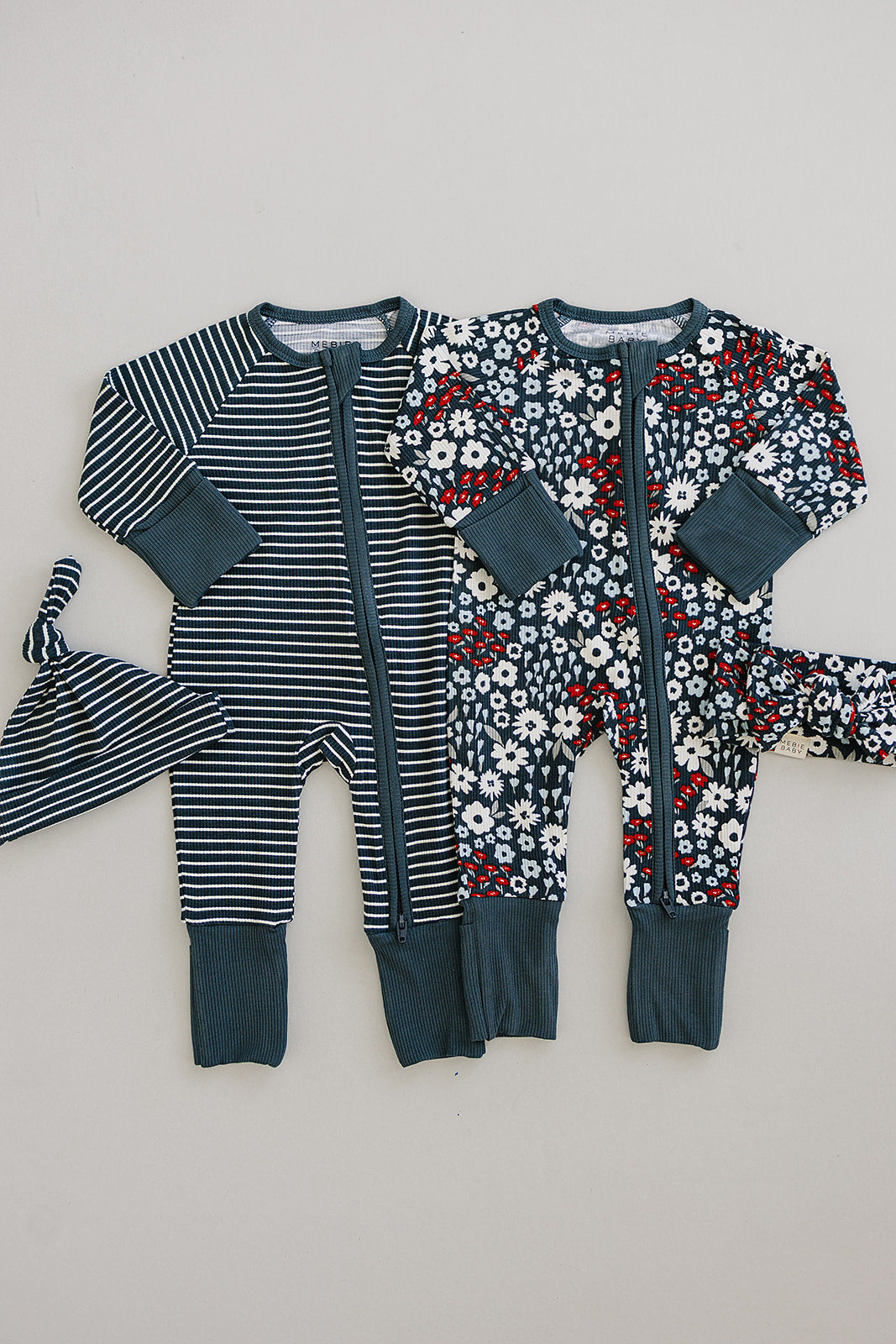 Navy Stripes Ribbed Bamboo Zipper - HoneyBug