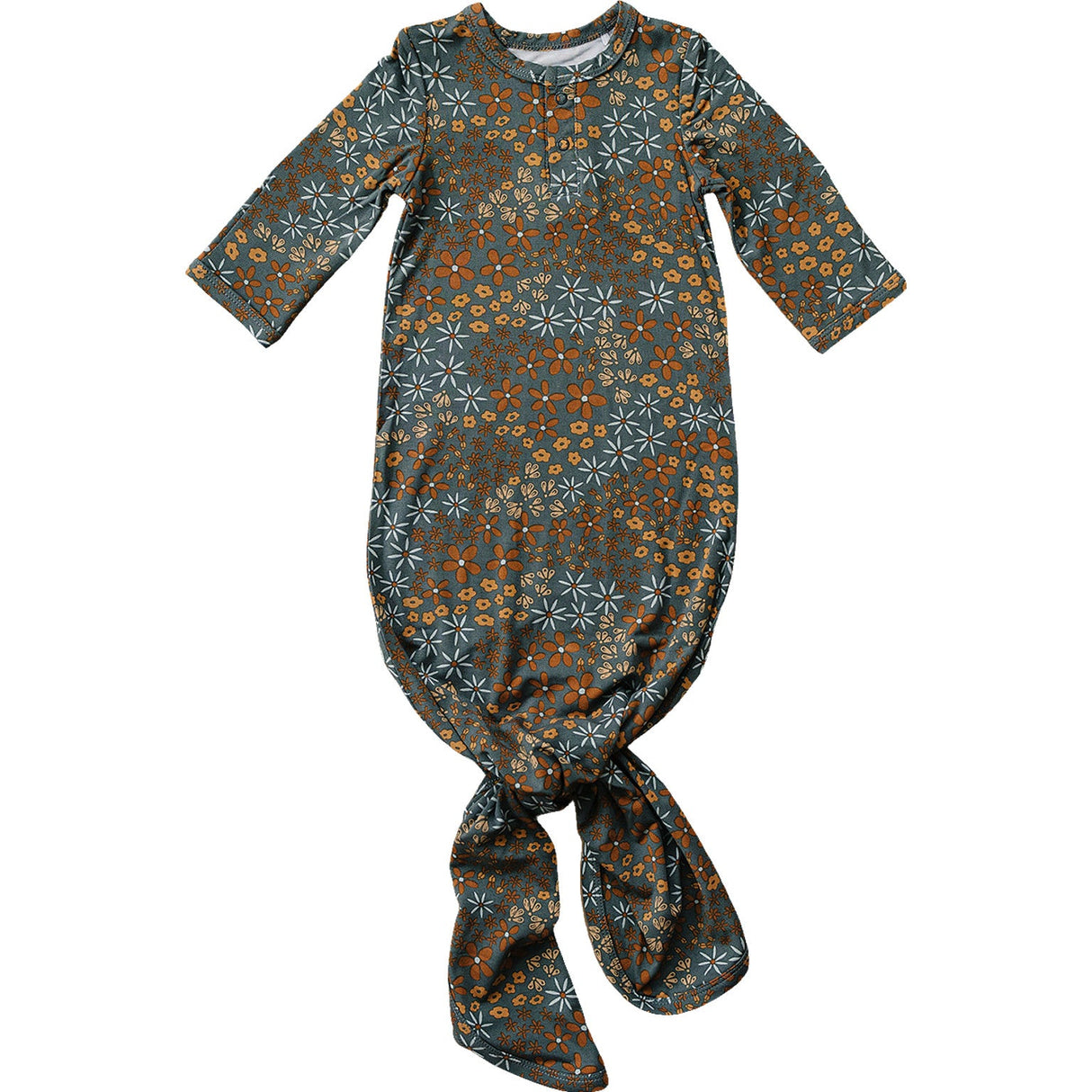 Navy Floral Bamboo Knot Gown - HoneyBug