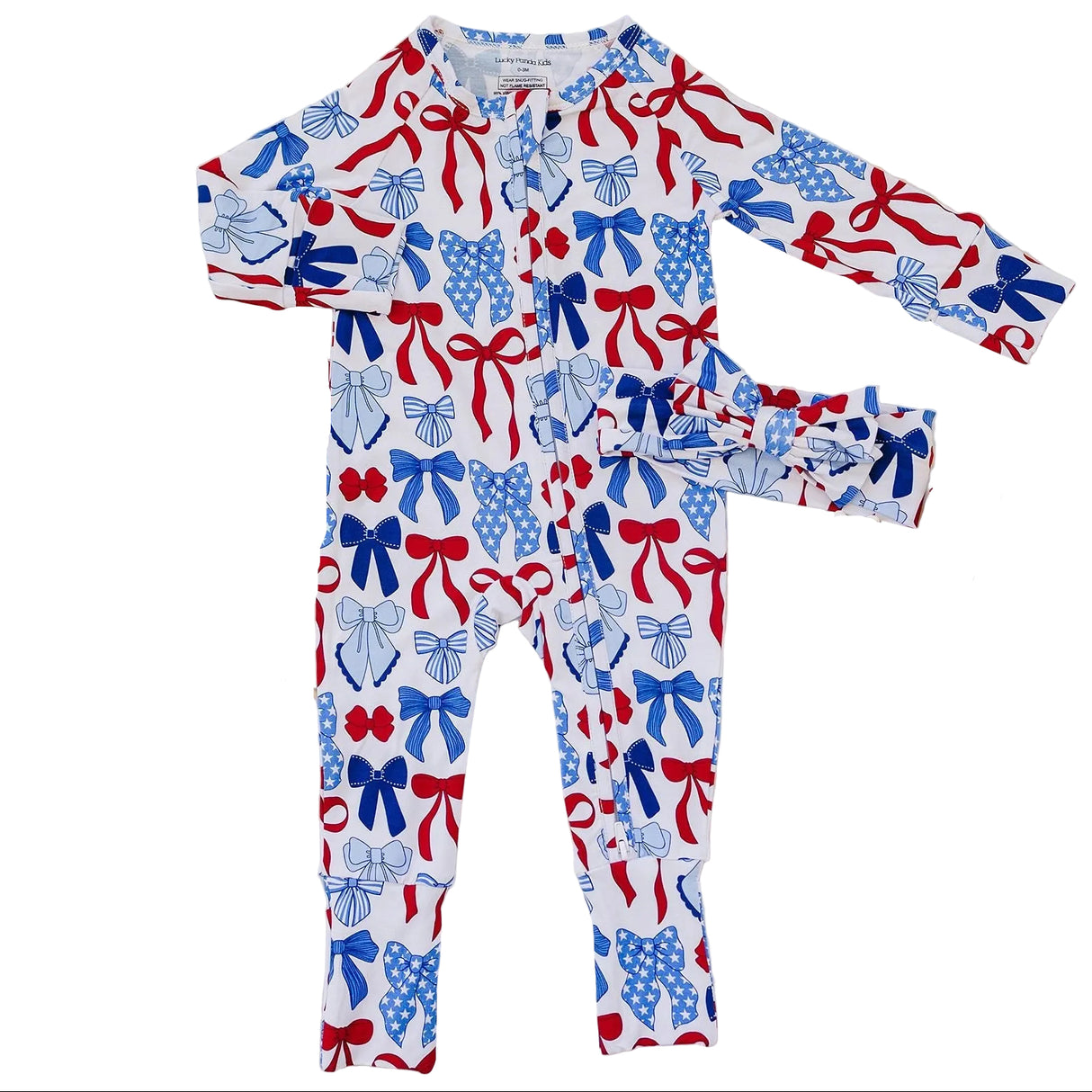 Bamboo Zip Romper | Red-White & Bows