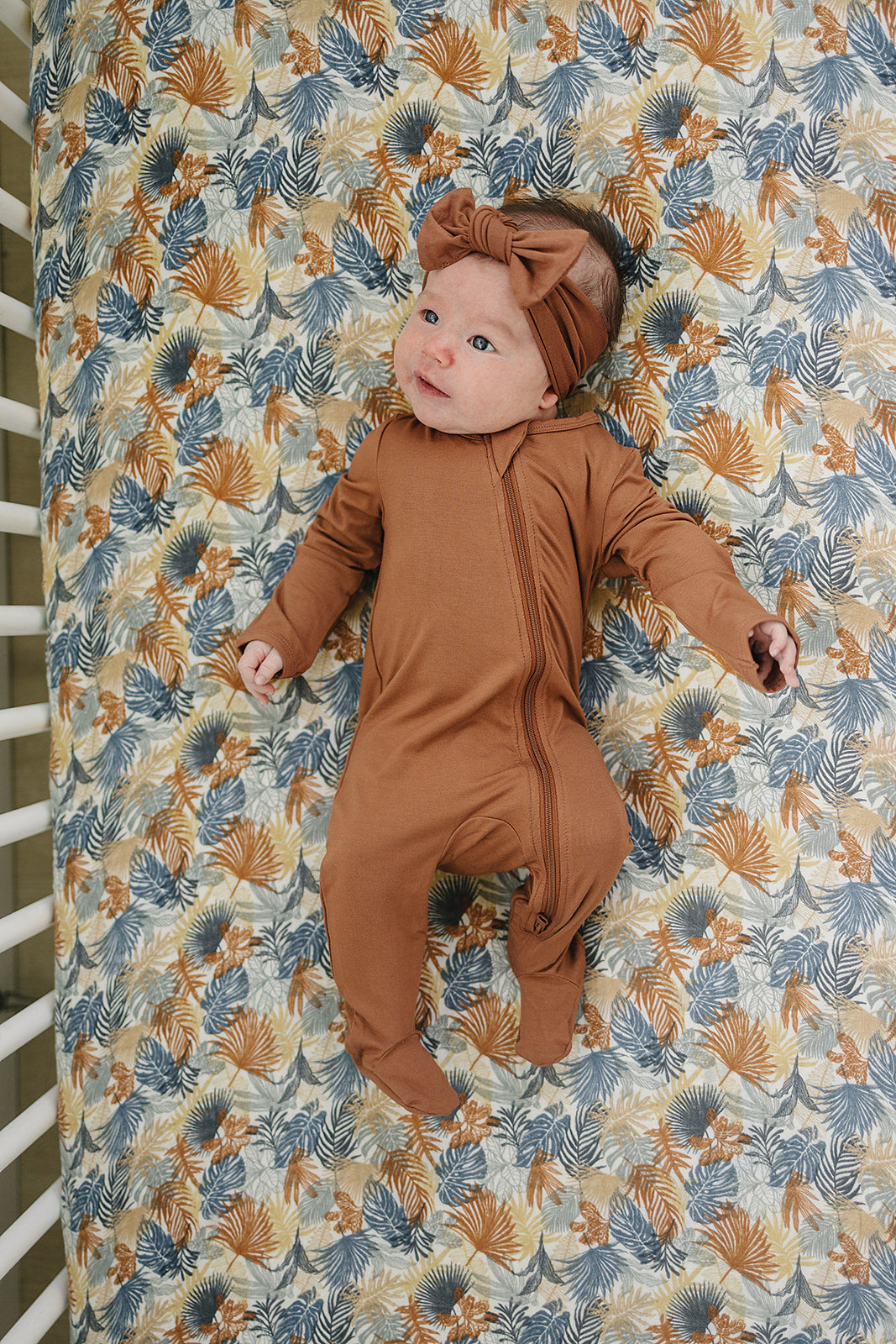 Paradise Palms Muslin Crib Sheet - HoneyBug