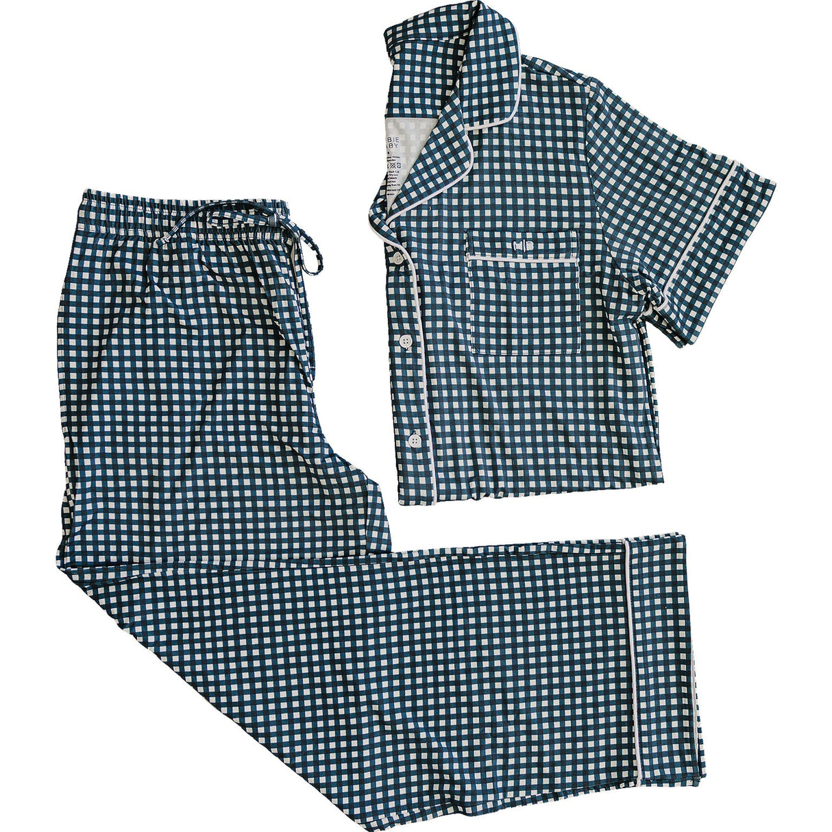Women's Navy Gingham Pajama Set - HoneyBug