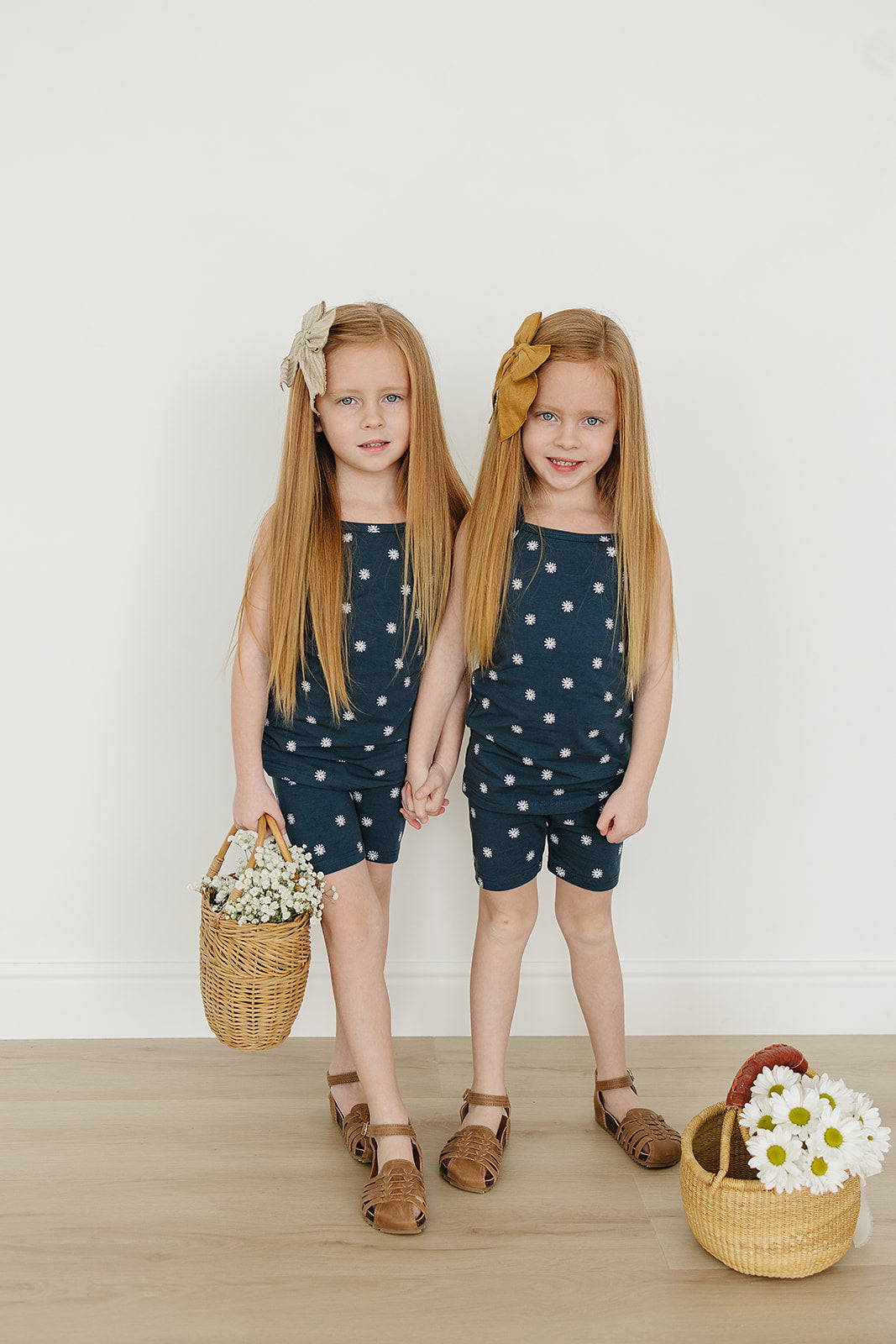Navy Daisies Tank + Biker Short Set - HoneyBug