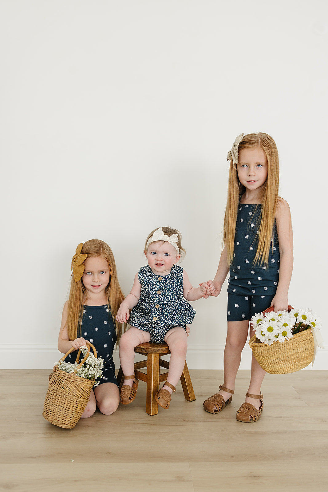 Navy Daisies Tank + Biker Short Set - HoneyBug