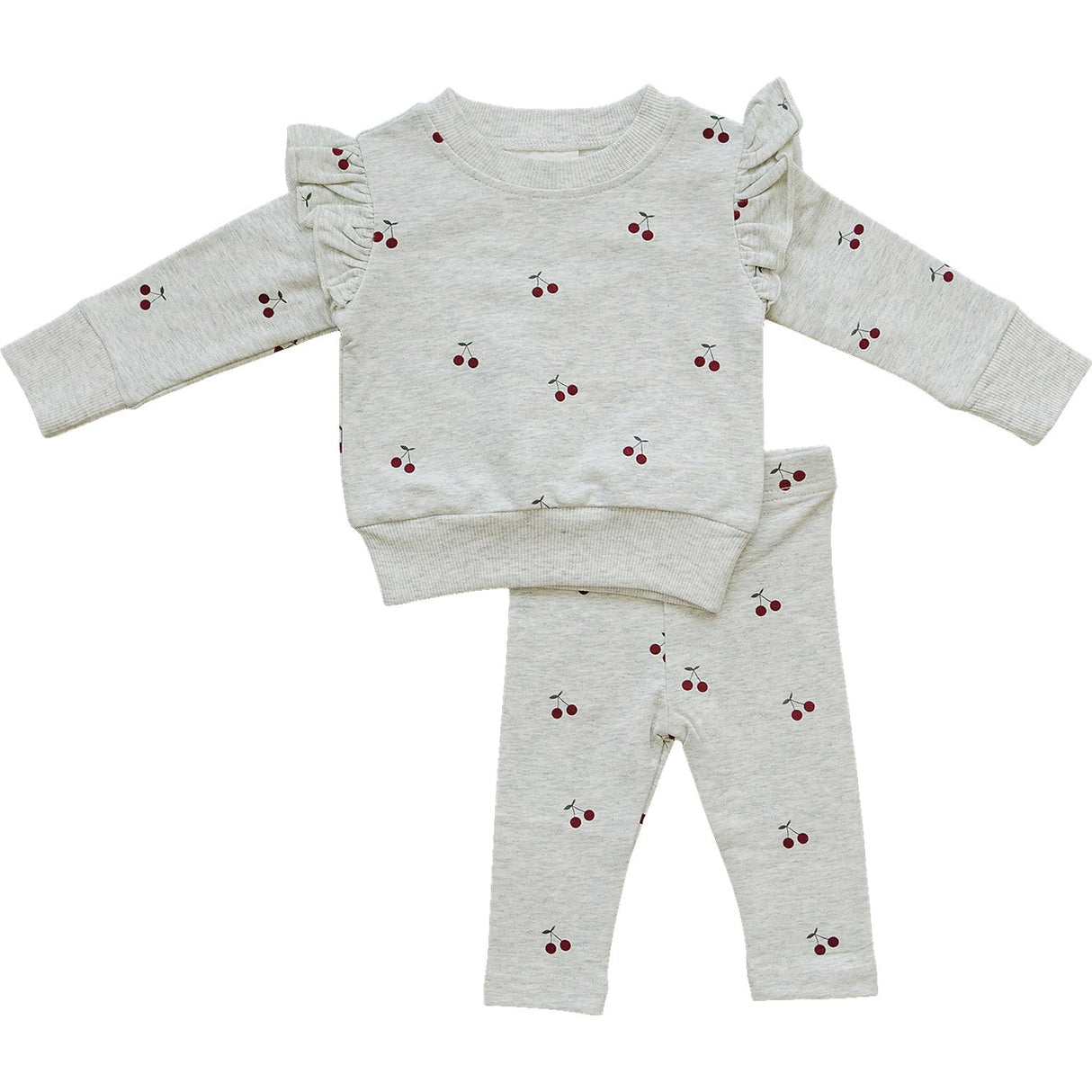 Cherry Ruffle French Terry Set - HoneyBug