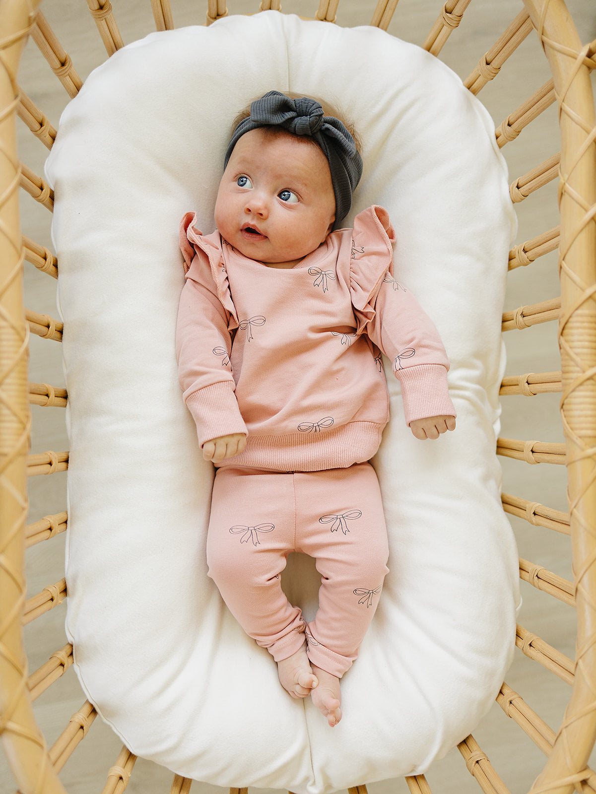 Pink Ribbon Ruffle French Terry Set - HoneyBug