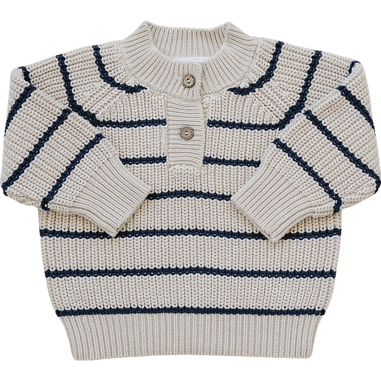 Stripe Button Knit Sweater - HoneyBug