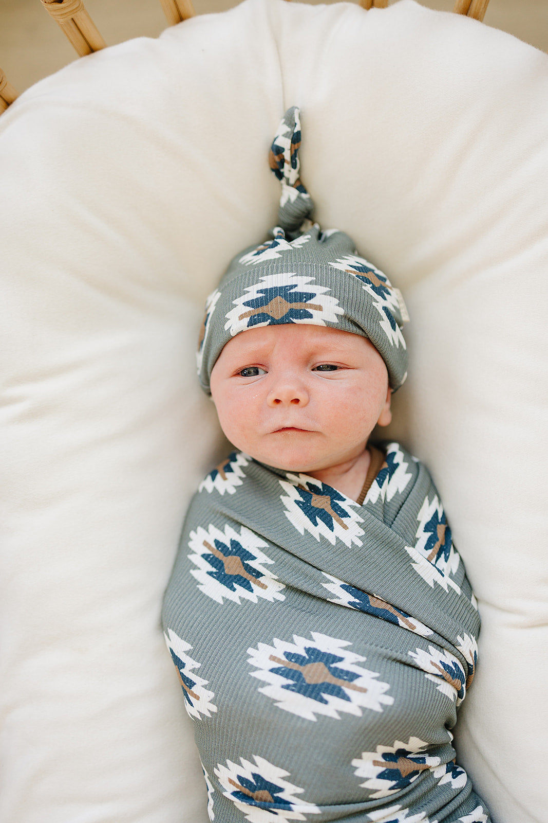 Southwest Aztec Ribbed Bamboo Stretch Swaddle - HoneyBug
