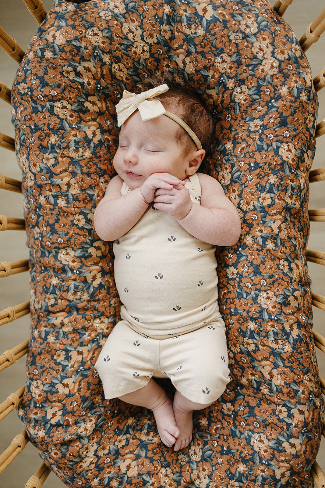 Cream Tulips Tank + Biker Short Set - HoneyBug