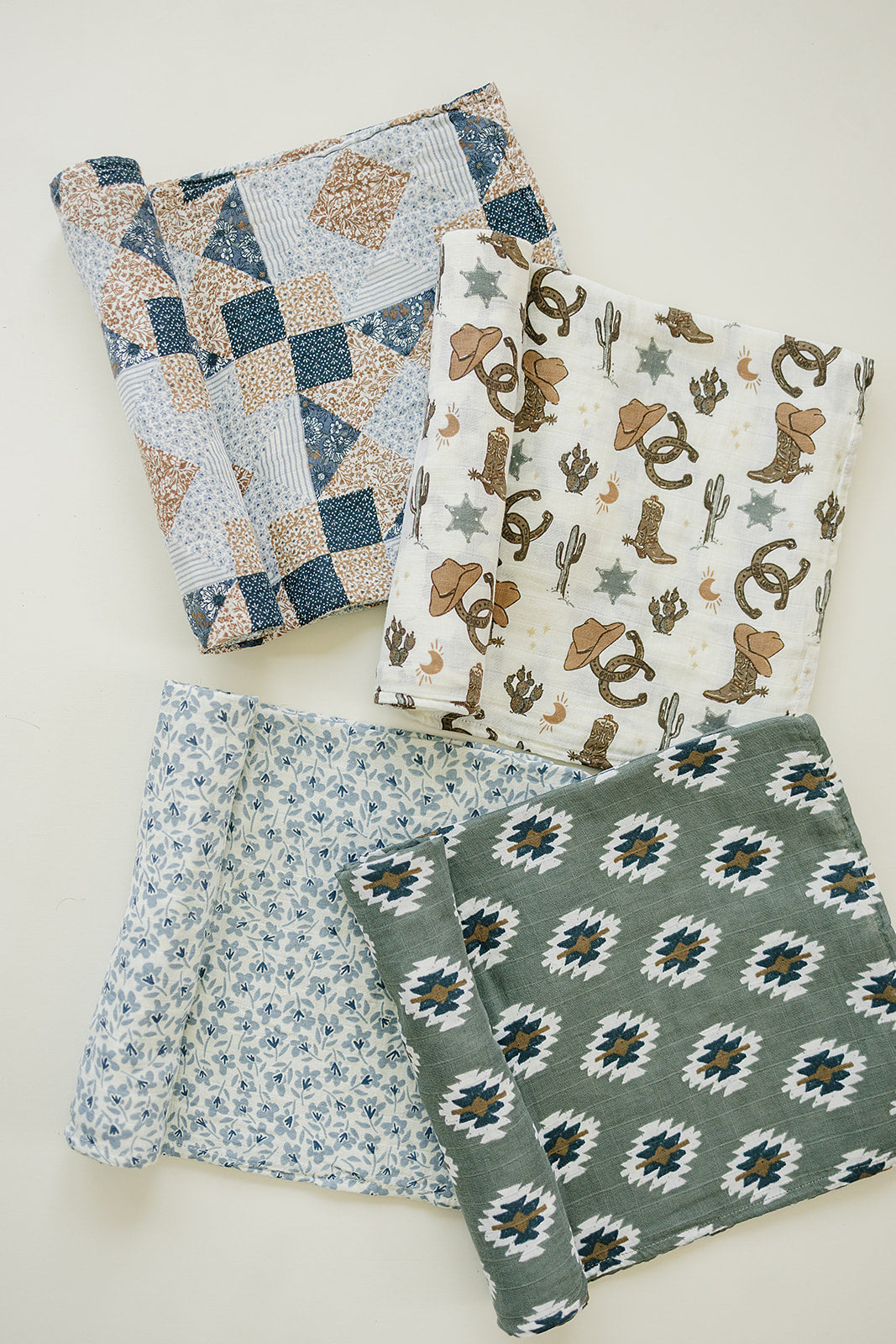 Blue Blossom Muslin Swaddle Blanket - HoneyBug