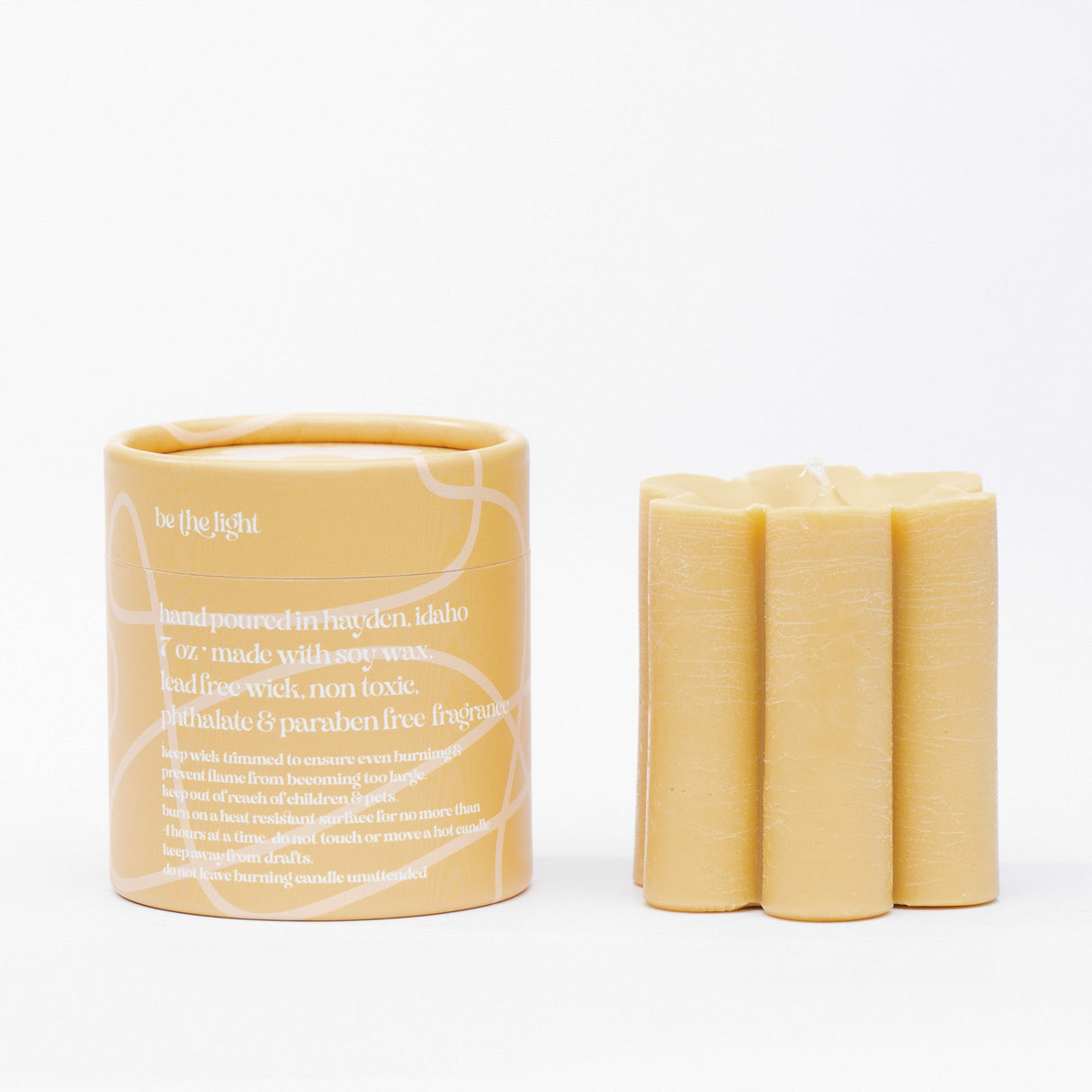 Ochre Daisy Pillar Candle - HoneyBug