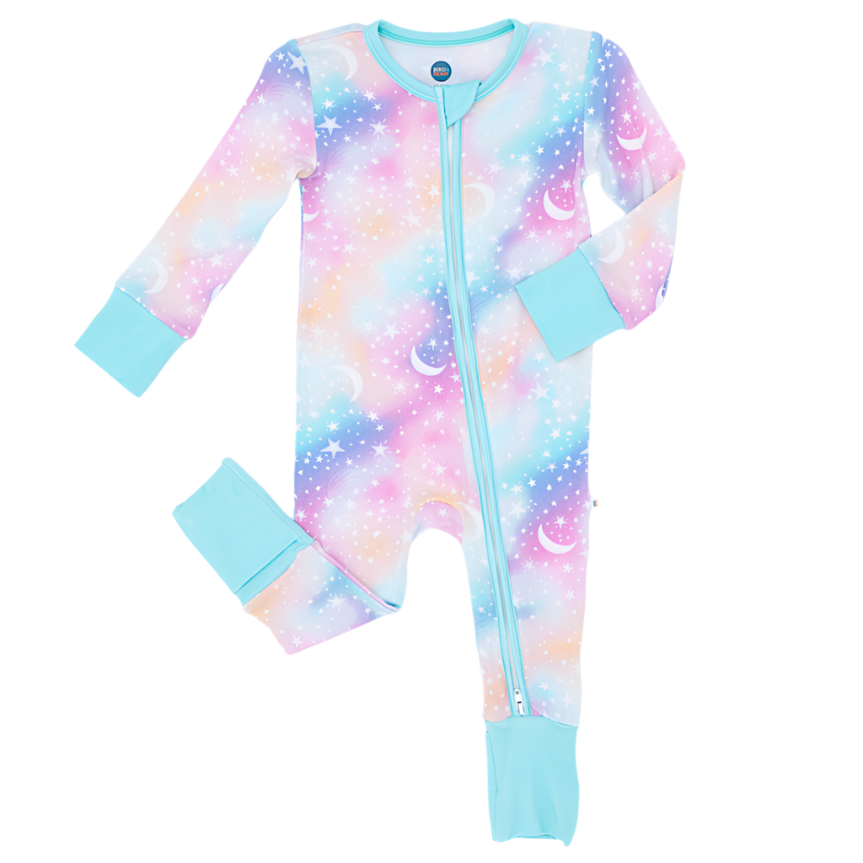 Bamboo One Piece Zip Pajama - Astra Ombre Stars - HoneyBug