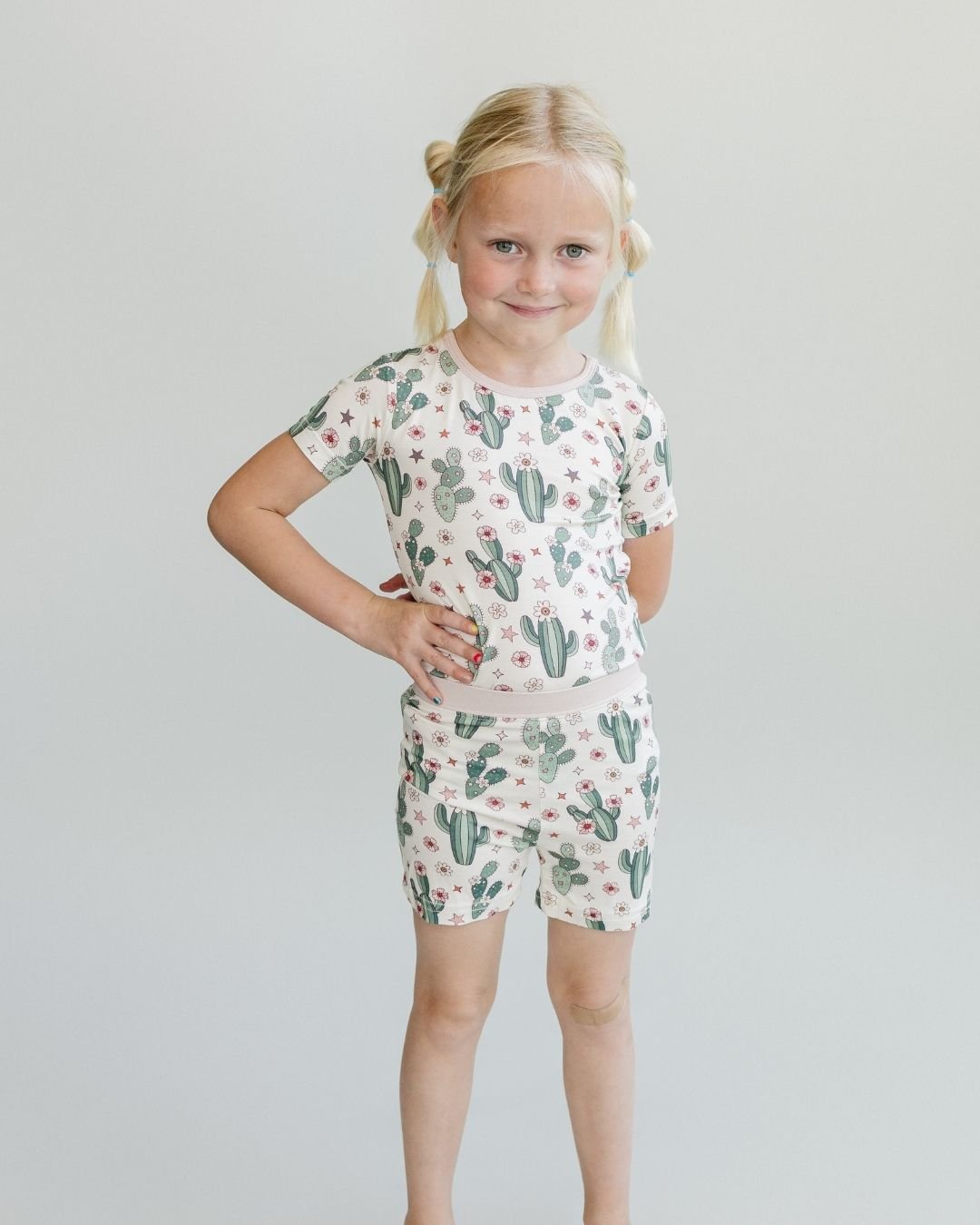 Bamboo Two Piece Shorts Set | Cactus Flowers - HoneyBug