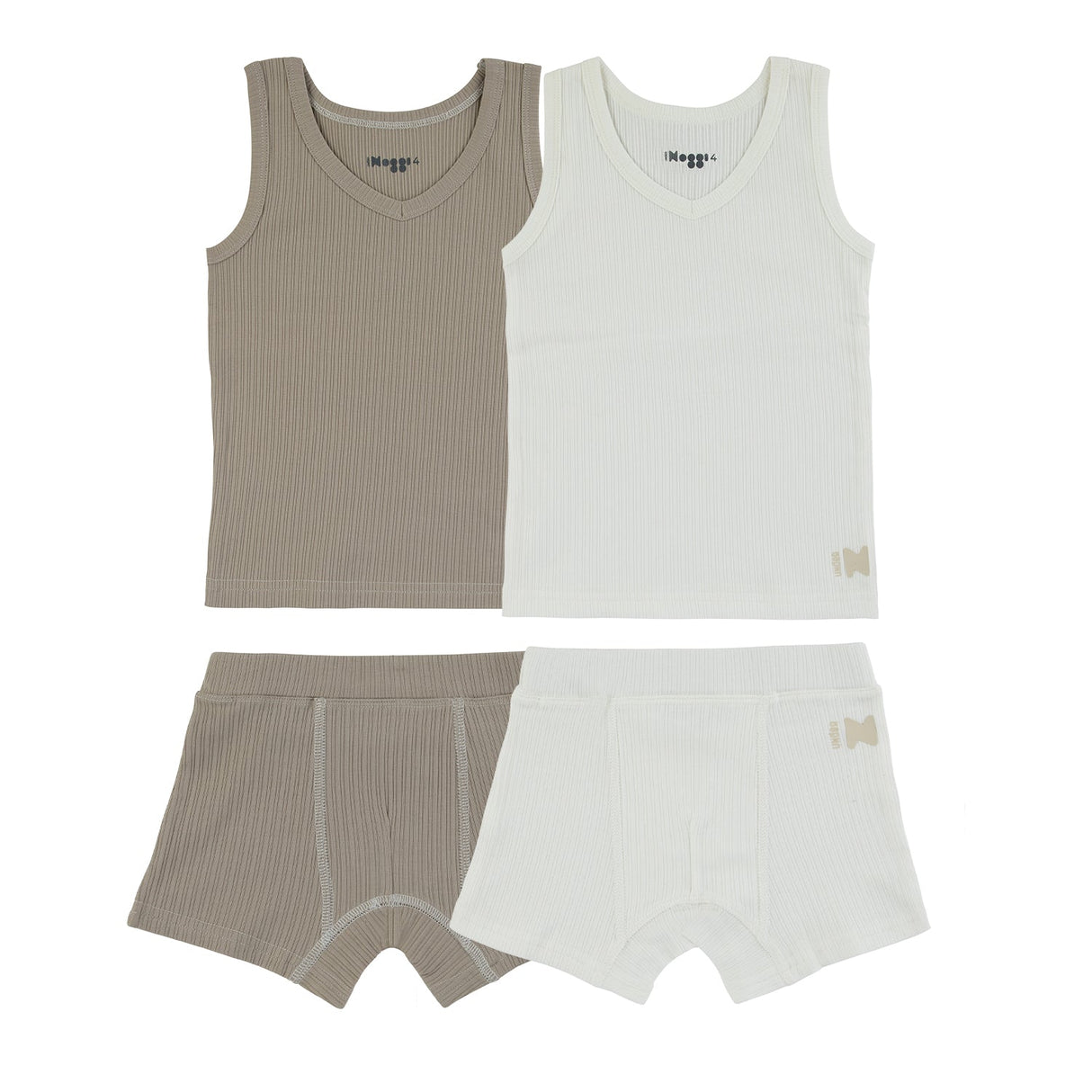 Ribbed Taupe + White (2 Sets) - HoneyBug