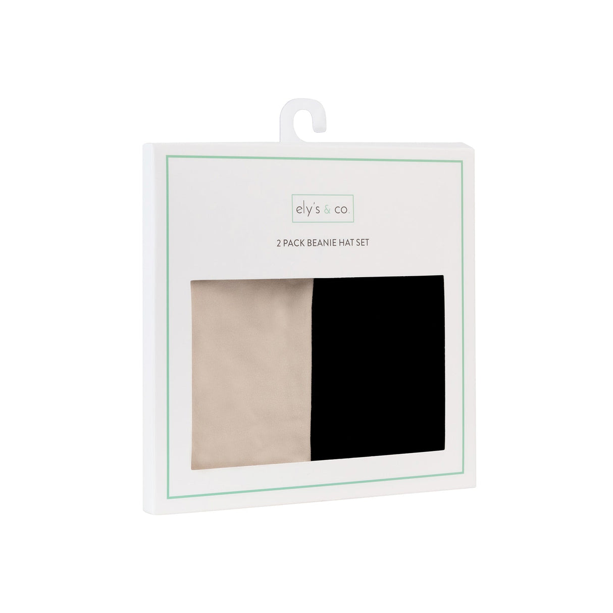 2 Pack Jersey Cotton Beanie Hat Set - Tan & Black - HoneyBug