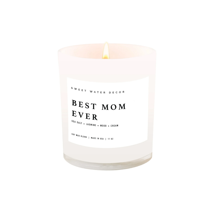 Best Mom Ever! Soy Candle - White Jar - 11 oz (Spa Day) - HoneyBug