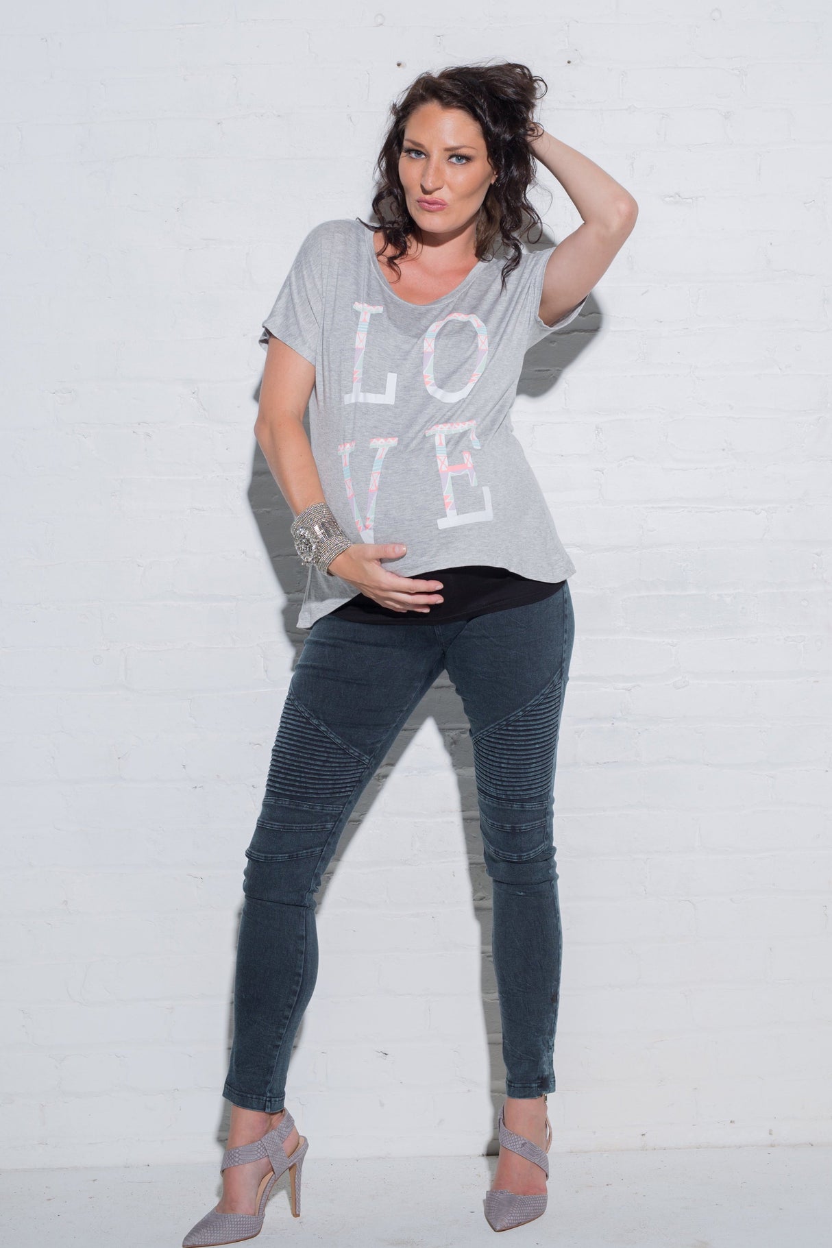 Billie Jean Moto Maternity Leggings - HoneyBug