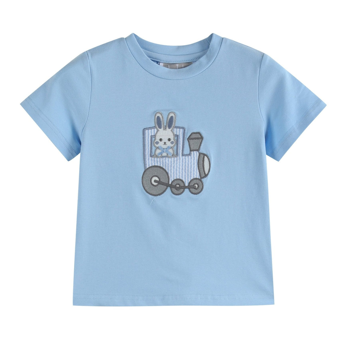 Blue Easter Train T-Shirt and Seersucker Shorts Set