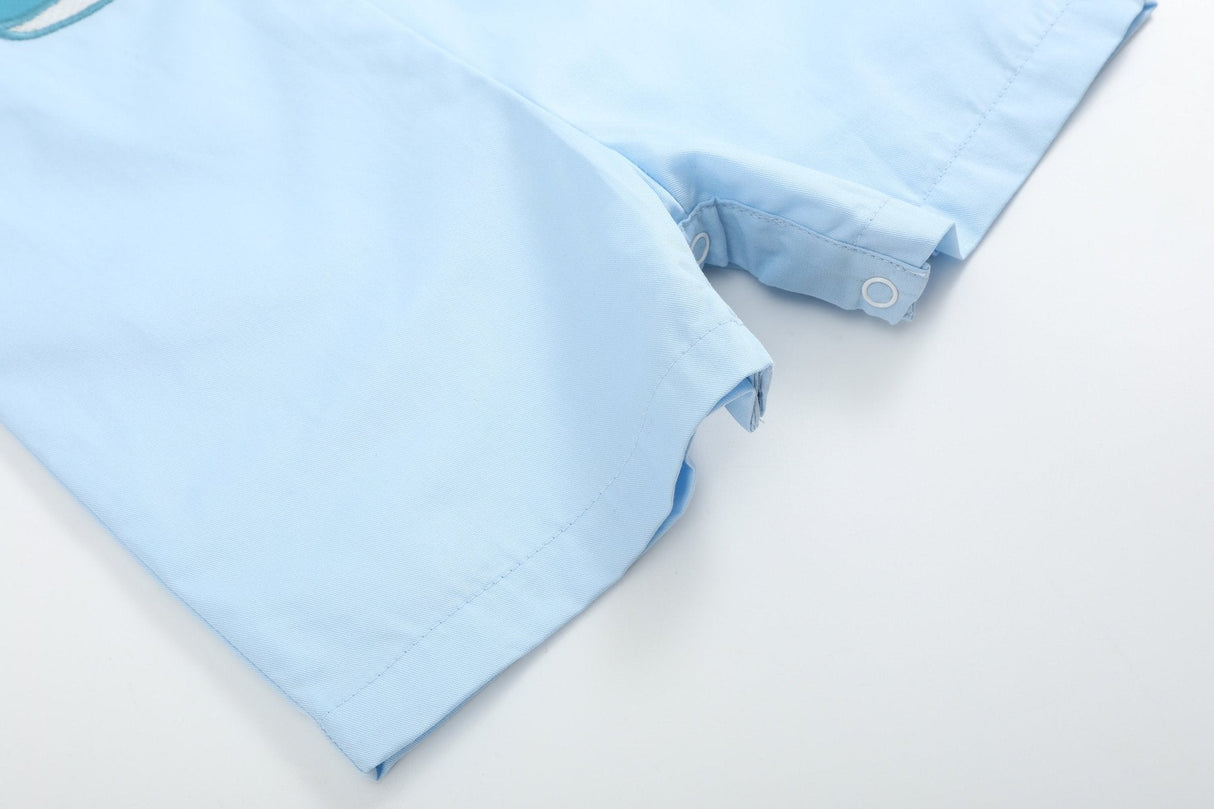 Blue Whale Applique Shortalls