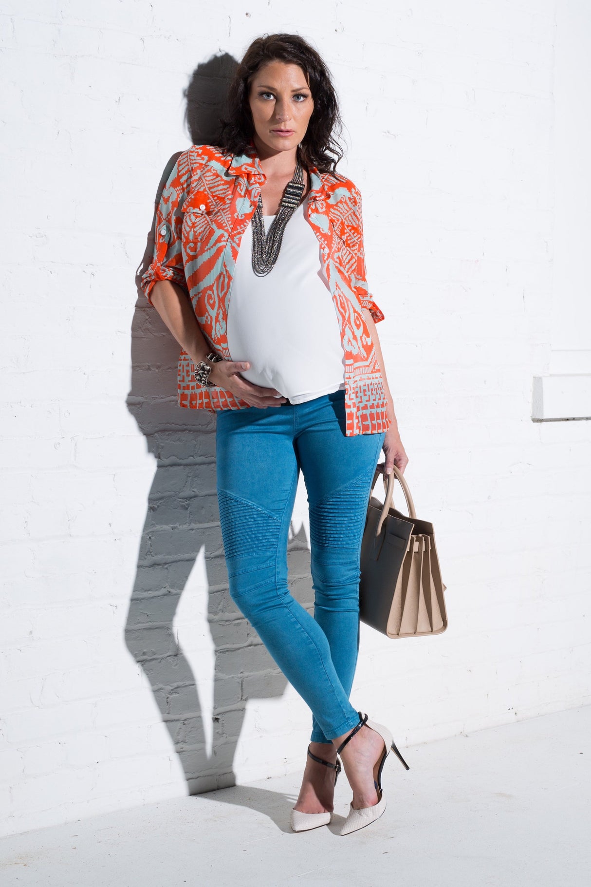 Blue Crush Moto Maternity Leggings - HoneyBug