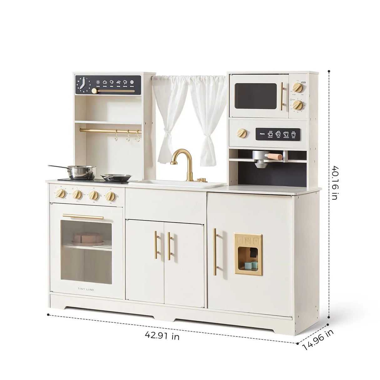 Tiny Land® Play Kitchen with Running Water - Iconic Aqua Kitchen in Cream