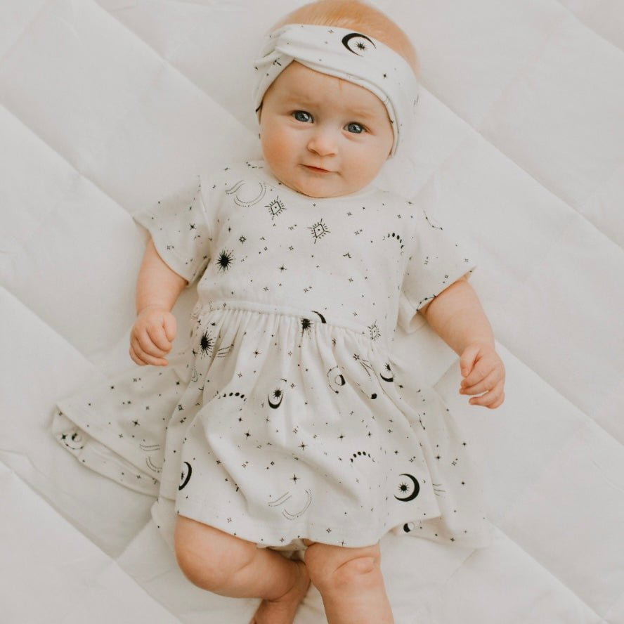 short sleeve twirl dress | celestial - HoneyBug
