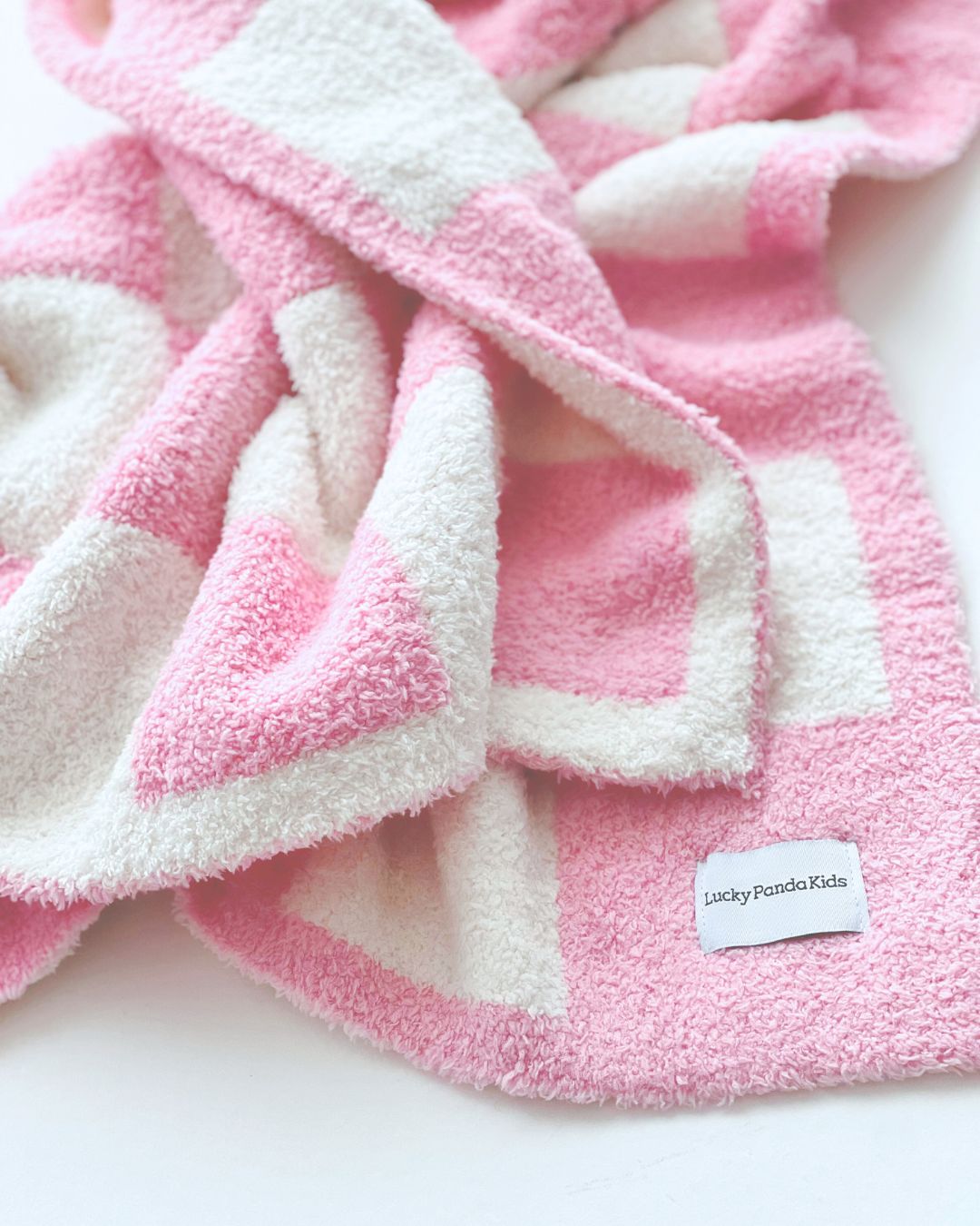 Checkered Plush Blanket | Pink - HoneyBug