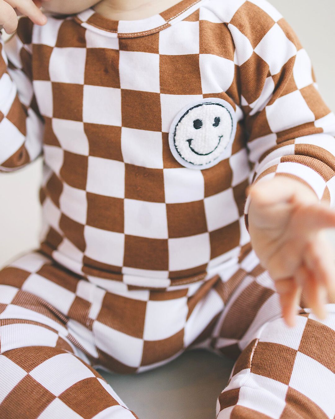Checkered Smiley Lounge Set | Copper - HoneyBug