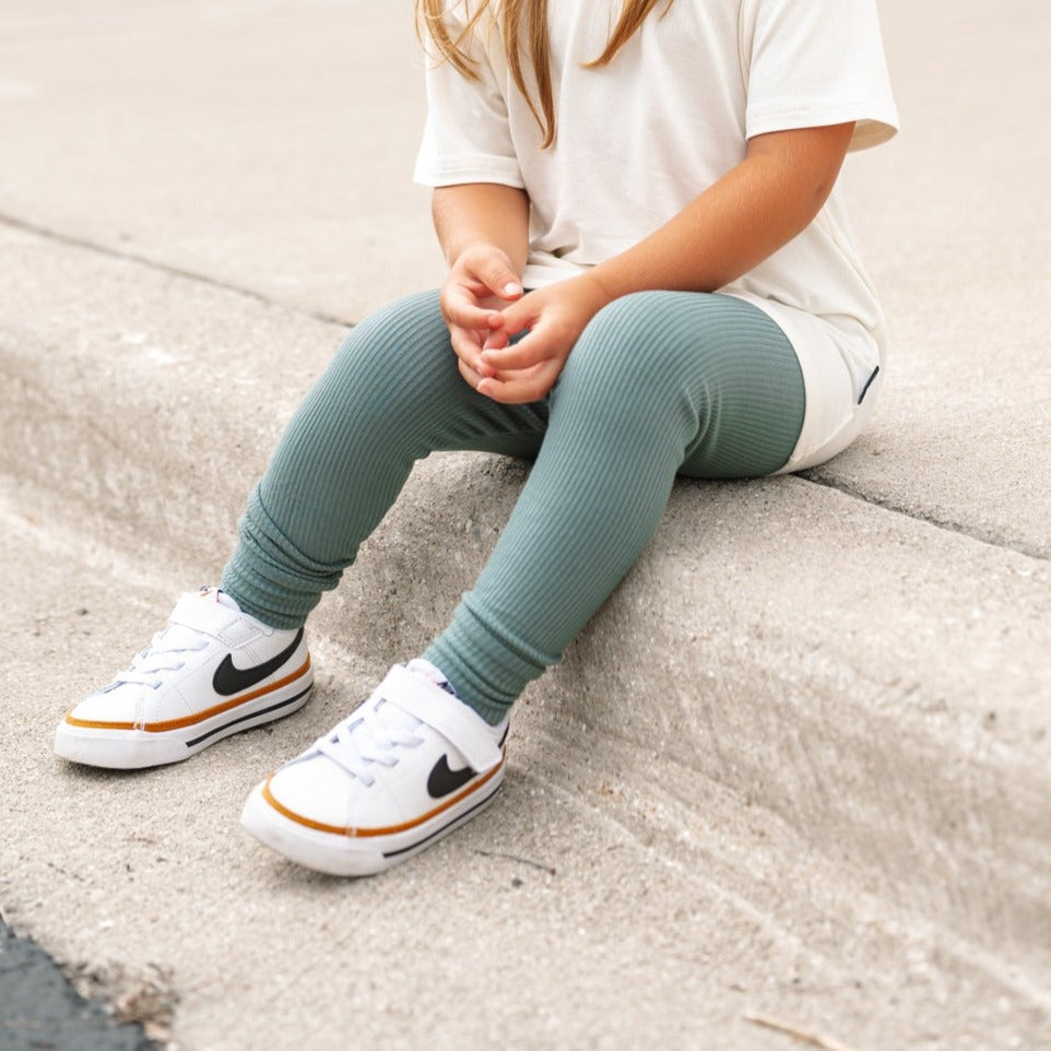 BAMBOO RIB LEGGINGS- Slate - HoneyBug