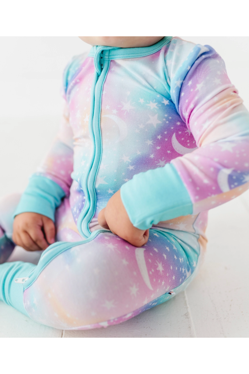 Bamboo One Piece Zip Pajama - Astra Ombre Stars - HoneyBug