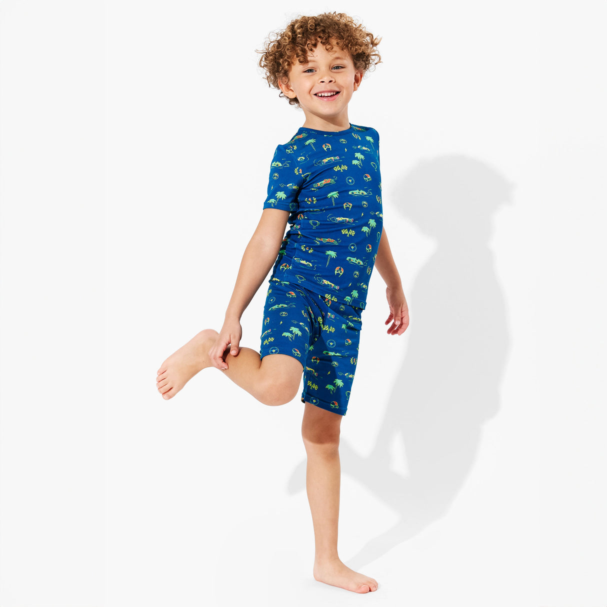 Monaco Blue Bamboo Kids Pajama Short Set - HoneyBug
